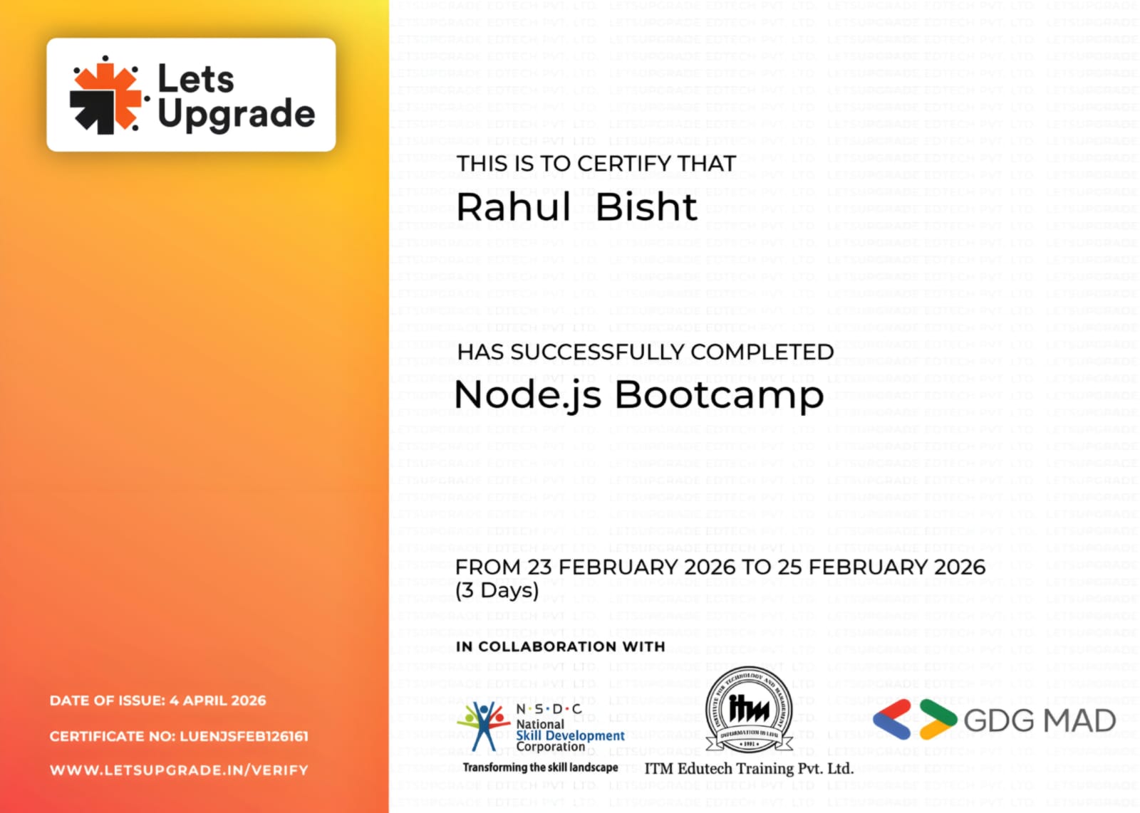 Node certificate